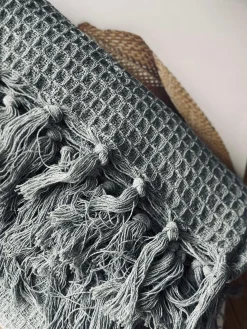 Plaid vaflet bomuld - Grå