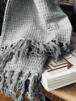 Plaid vaflet bomuld - Grå