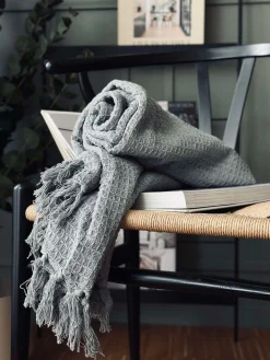 Plaid vaflet bomuld - Grå