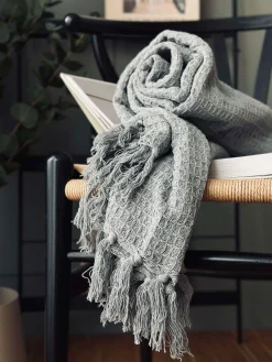 Plaid vaflet bomuld - Grå