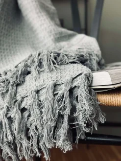 Plaid vaflet bomuld - Grå