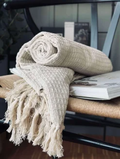 Plaid vaflet bomuld - Natur