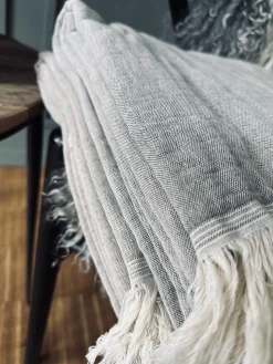 Plaid vævet med kork – Nature grey mix