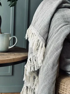 Plaid vævet med kork – Nature grey mix