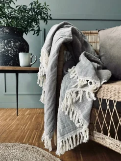 Plaid vævet med kork – Nature grey mix