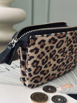 Pung i blød ruskind - Leopard