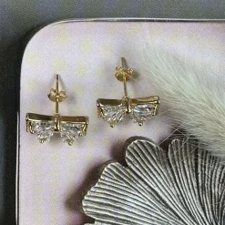 Øreringe ARIELLE m. Sløjfe og zirkoner