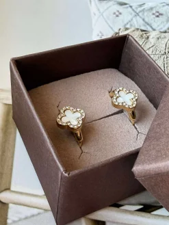 Øreringe ELLIE - forgyldt og besat med zirkoner