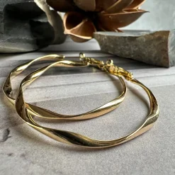 Øreringe Hope snoet Large - 18k forgyldt