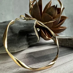 Øreringe Hope snoet Large - 18k forgyldt