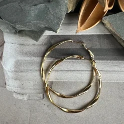 Øreringe Hope snoet Large - 18k forgyldt