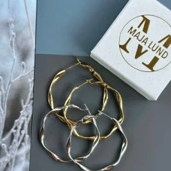 Øreringe Hope snoet sølv-belagt