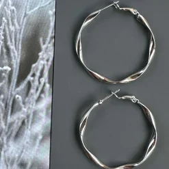 Øreringe Hope snoet sølv-belagt