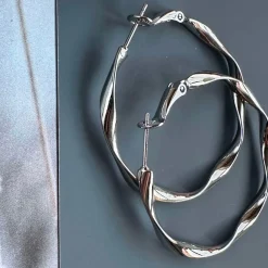 Øreringe Hope snoet sølv-belagt