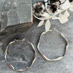 Øreringe Hope snoet sølv-belagt