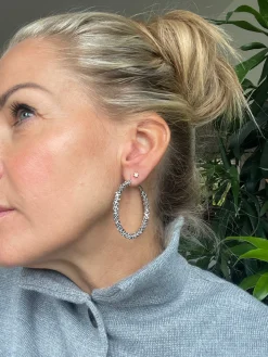 Øreringe INA Hoops Large - sølvbelagt