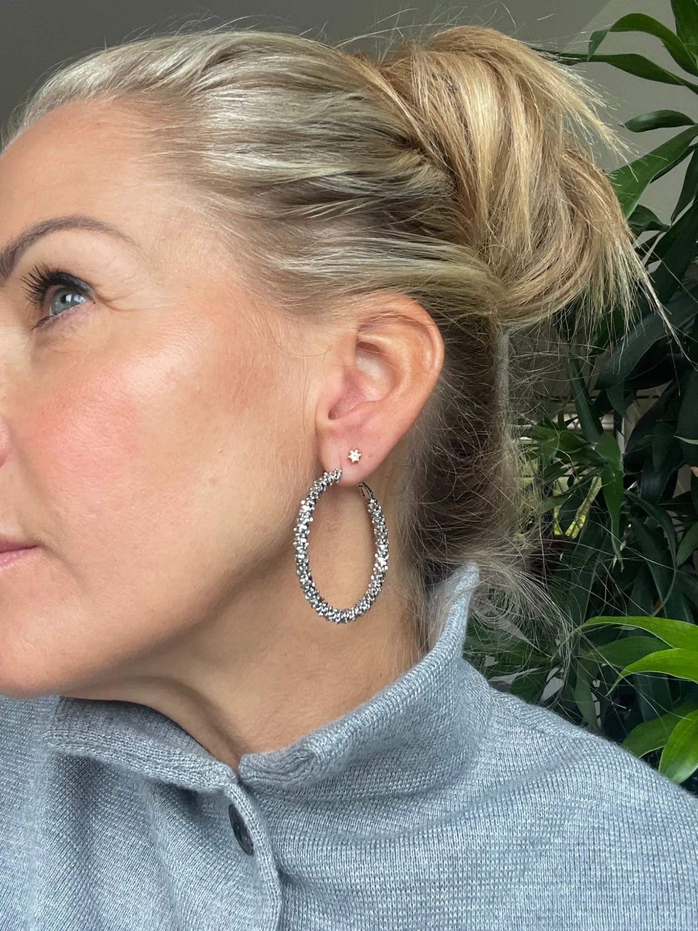 Øreringe INA Hoops Large - sølvbelagt