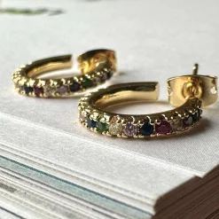 Øreringe IZA - multicolour - forgyldt