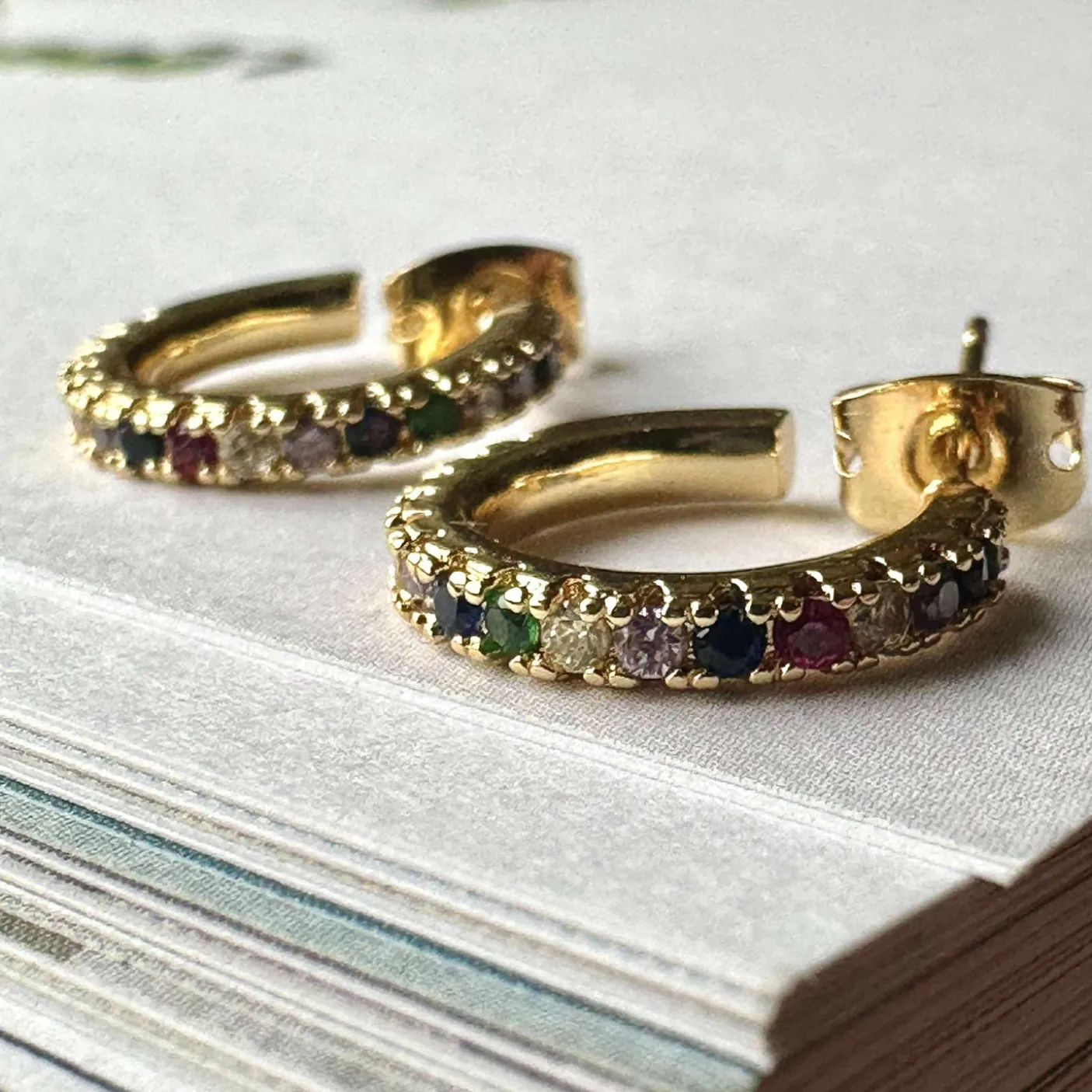 Øreringe IZA - multicolour - forgyldt