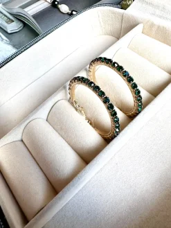 Øreringe Smilla Hoops 18K forgyldt - Mørkgrøn