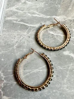 Øreringe Smilla Hoops 18K forgyldt - Mørkgrøn