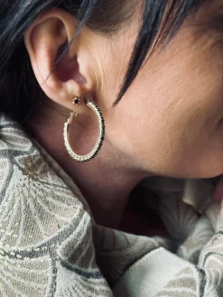 Øreringe Smilla Hoops 18K forgyldt - Black