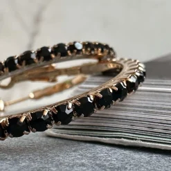 Øreringe Smilla Hoops 18K forgyldt - Black