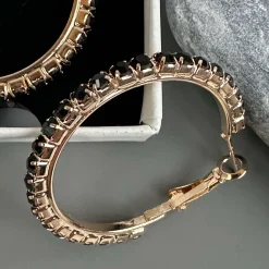 Øreringe Smilla Hoops 18K forgyldt - Black