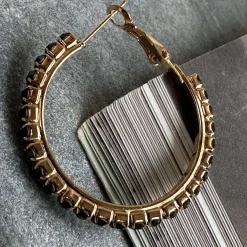 Øreringe Smilla Hoops 18K forgyldt - Black