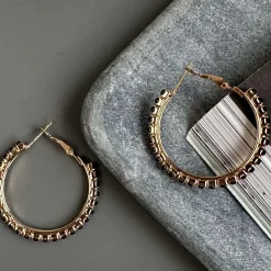 Øreringe Smilla Hoops 18K forgyldt - Black