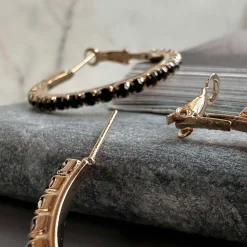 Øreringe Smilla Hoops 18K forgyldt - Black