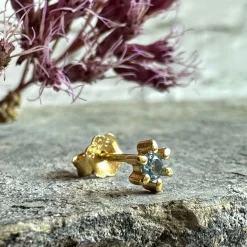 Ørestik Single GIA Azur blue 18K forgyldt - 1 stk