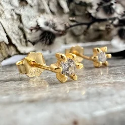 Ørestikker GIA - Klar sten 18K forgyldt