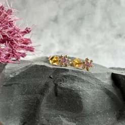 Ørestikker GIA – Pink 18K forgyldt