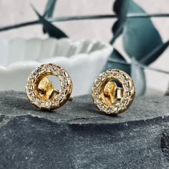 Ørestikker Nynne Clear – Forgyldt sterling sølv