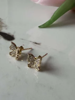 Ørestikker Sommerfugl Niki - forgyldt