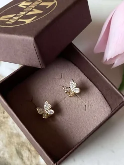 Ørestikker Sommerfugl Niki - forgyldt