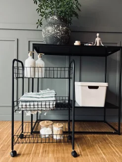 Rullevogn med trådkurve - Sort