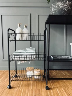 Rullevogn med trådkurve - Sort