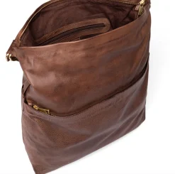 Rummelig skuldertaske i flot skindkvalitet - Brandy