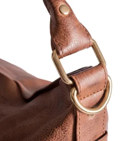 Rummelig skuldertaske i flot skindkvalitet - Brandy