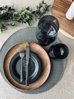 Rund dækkeserviet - Grå