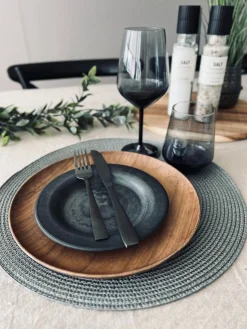 Rund dækkeserviet - Grå