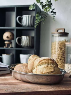 Rundt fad med kant - Rustfrit Stål