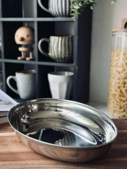 Rundt fad med kant - Rustfrit Stål