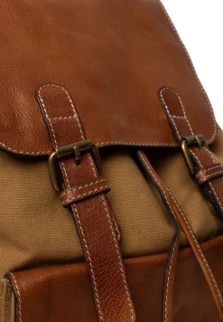 Rygsæk i kanvas og læder