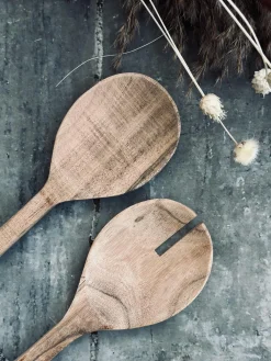 Salatbestik i olieret akacia træ