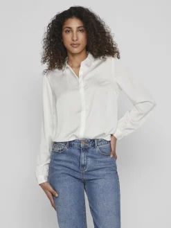 Satinskjorte Luna White