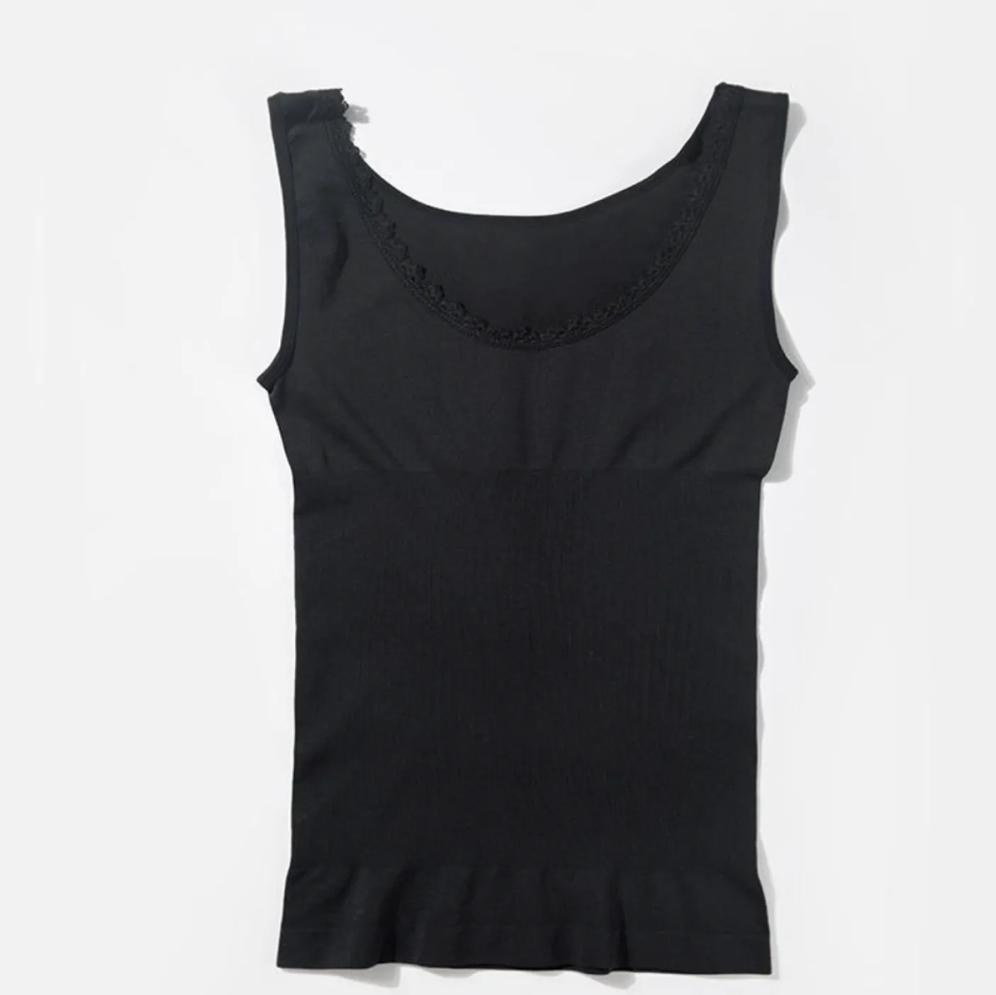 Seamless top m. blondekant - Sort