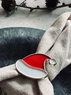 Servietringe med Nissehue - Pakke med 4 stk